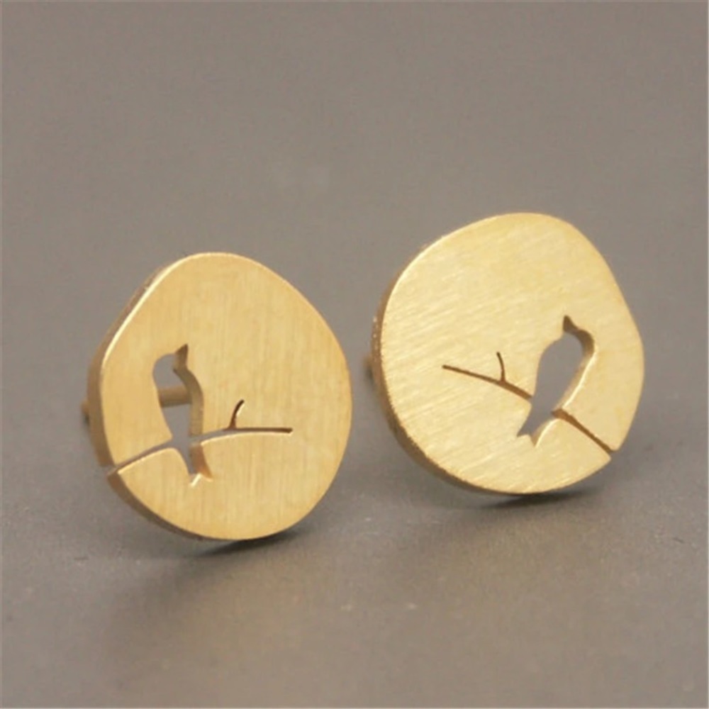”Tweet” Bird Plate Minimalist Simple Stud Earrings